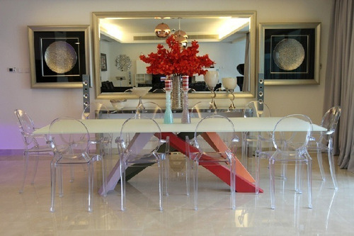 Silla Louis Ghost con brazo de cristal, policarbonato, 154 kg, color del marco de la silla: transparente