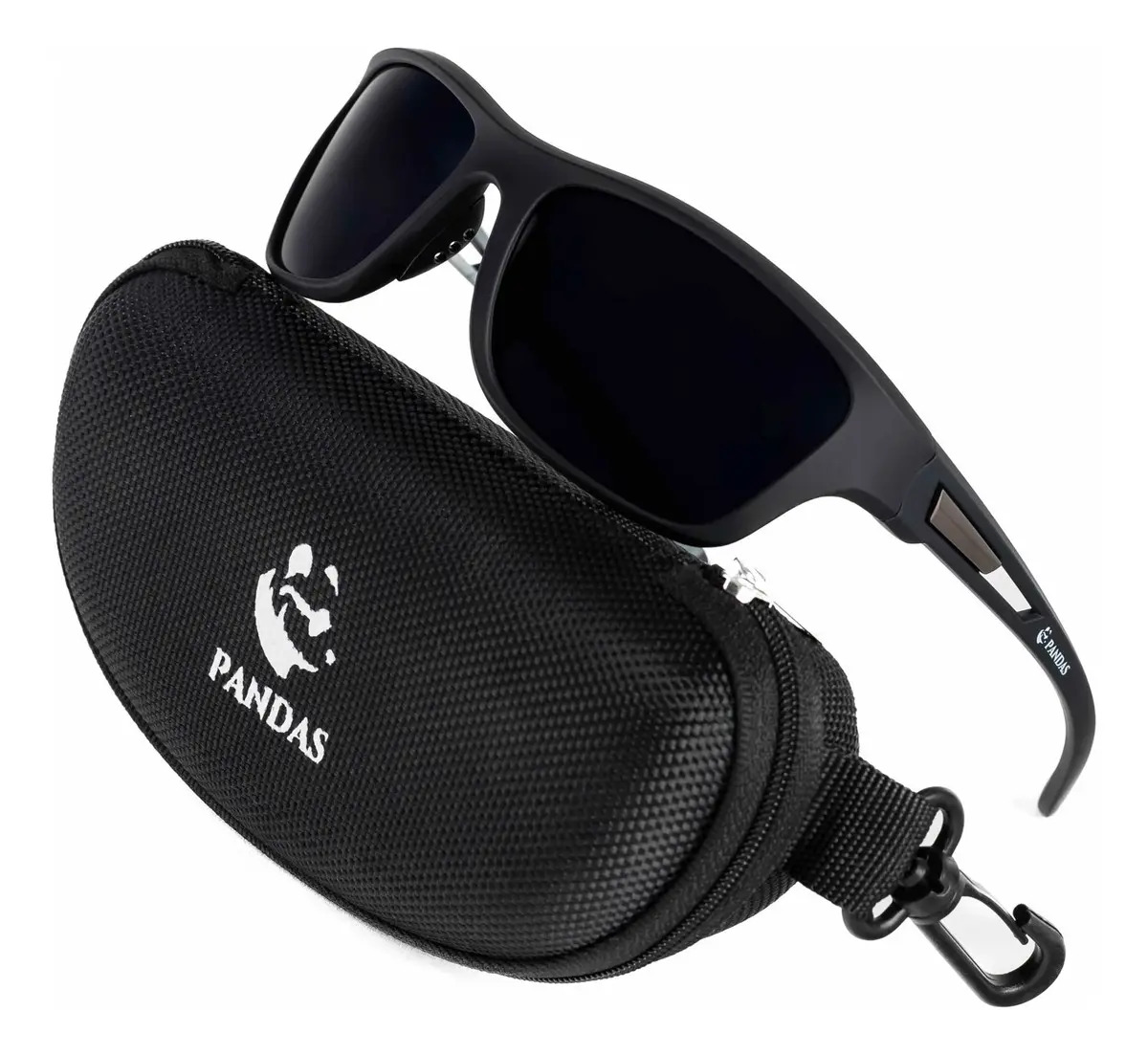 Lentes De Sol Polarizados Deportivo Uv Pandas Battle Táctico Lente Negro Varilla Negro Armazón Negro Diseño Océano