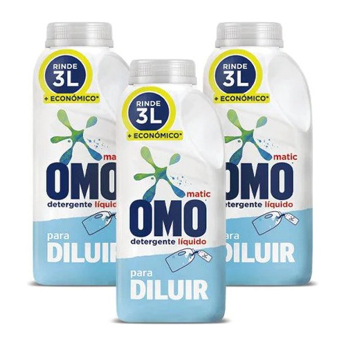Detergente Líquido Para Diluir 500ml Omo Rinde 3lt Pack 3