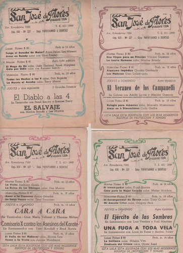 Lote De 4 Programas Cine * San Jose De Flores * Año 1970/71