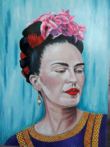 Frida Kahlo Cuadro Oleo Enmarcado Firma Atelier Filippo Orig