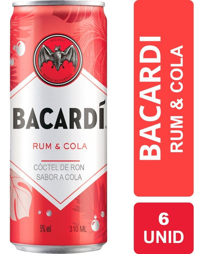 Ron Bacardí Rum & Cola Coctel De Ron Sabor A Cola 310ml X6