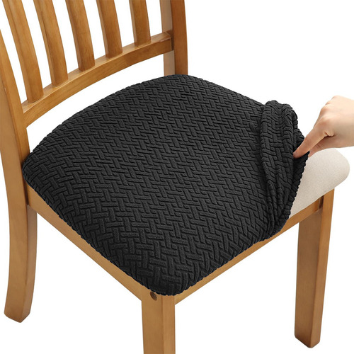 6 Funda Protectora Asiento Elástica Para Silla Comedor Negro Rayas