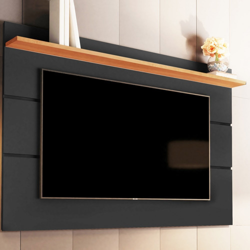 Painel Para Tv Até 70 Polegadas Vivare New Black/freijo Cor Preto