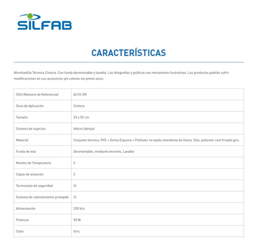 Imagen 4 de 8 de Almohadilla Termica Cintura Lumbar Electrica Al93 Silfab