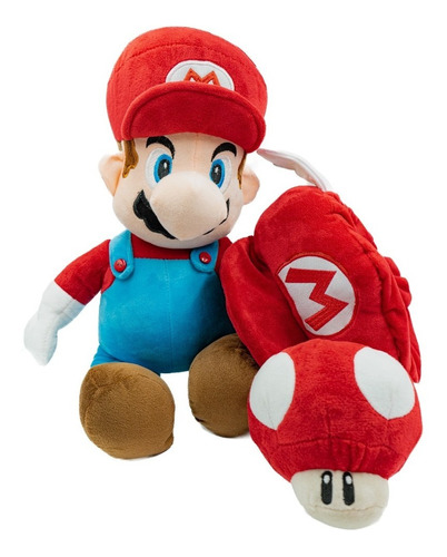 Mario Bros De Peluche 45 Cm Gorra Con Alitas Y Toad Premium