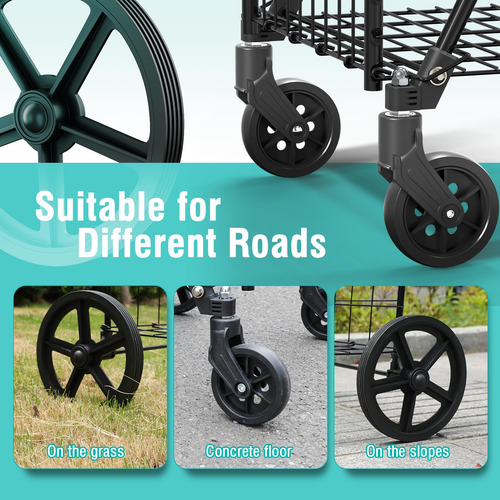 Carrito De Compras Plegable Gran Capacidad 145 Kg Ruedas 360
