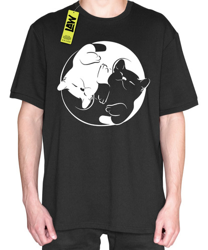 Remera El Yin Y El Yang Cats - Gatos Sonriendo - Unisex