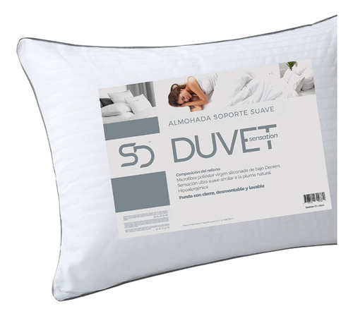Almohada 70x50 Cm Suave Sensación Duvet Ultra Liviana Jc