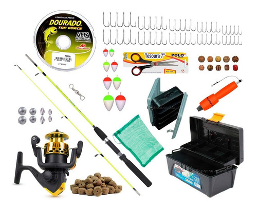 Kit Pesca Vara + Molinete + Caixa E Acessórios Frete Grátis
