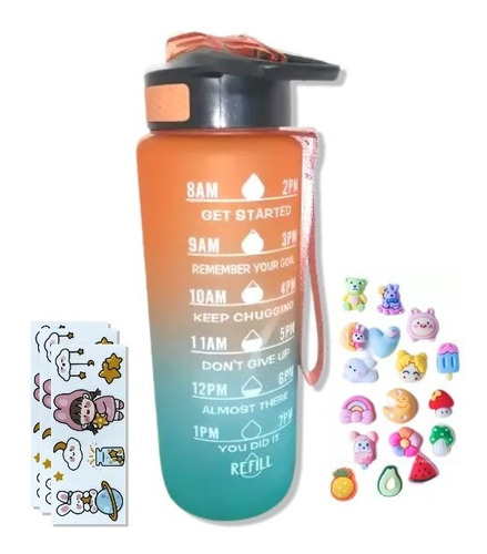 Botella De Agua Motivacional 1 Litro + Sticker De Regalo