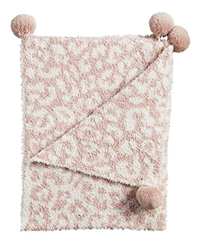 Mud Pie Baby Girls' Chenille Leopard Blanket, Pink