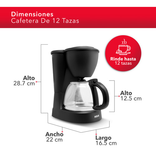 Rca Cafetera Eléctrica 12 Tazas Rc-caf2 Antigoteo Negro