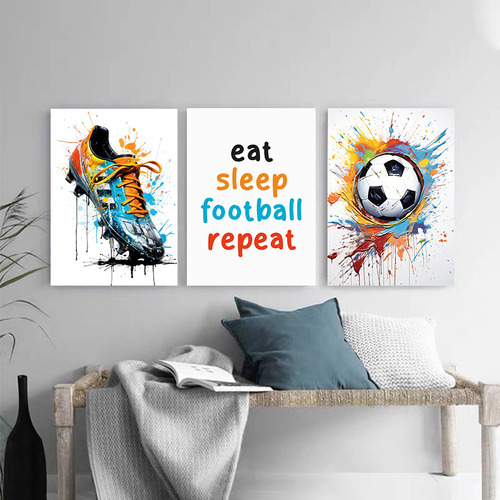 Lienzo Con Póster De Fútbol Con Póster De Grafiti, 3 Piezas