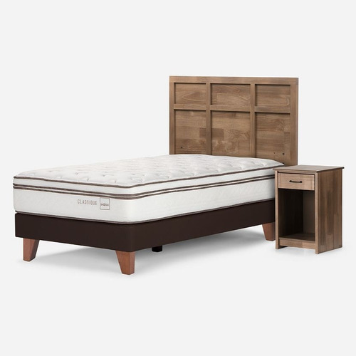 Cama Classique+ 1,5 Plazas Con Muebles Robin Tostado