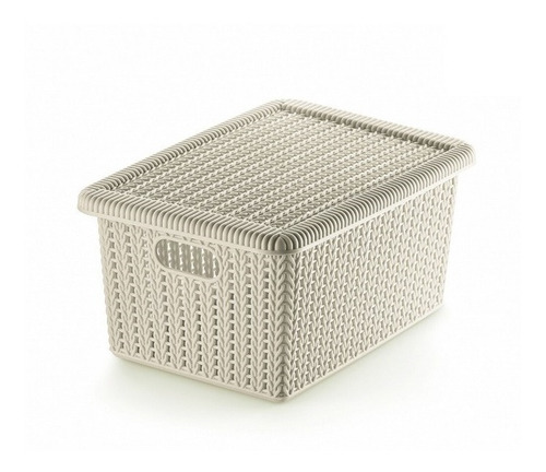 Canasto Organizador Bel Rattan Con Tapa Beige (cod 6556)