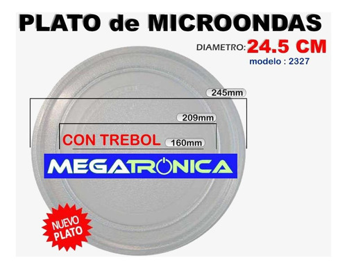 Plato Microondas Trebol Ø 24,5cm 245mm Varias Marcas +medida