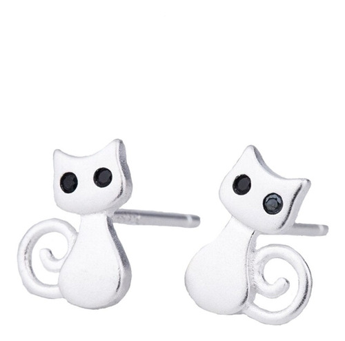 Aretes Gato Gatito Cat Kawaii Cute Ojitos Negros Colita Miau