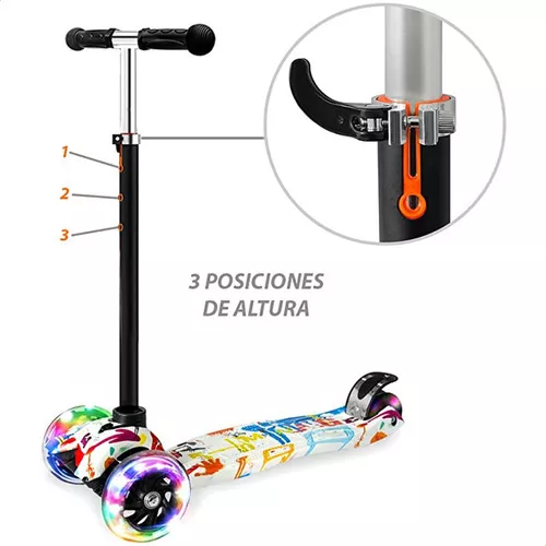 Monopatín Metálico Para Niños Con Luces Led