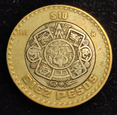 Moneda De 10 Pesos 1999, Calendario Azteca.