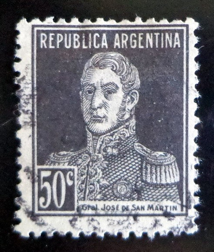 Argentina Sello Gj 620 S Martín 50c Papel Rayado Usado L8326