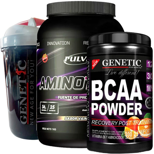 Crecimiento Amino Total Proteínas Bcaa Powder Shaker Genetic