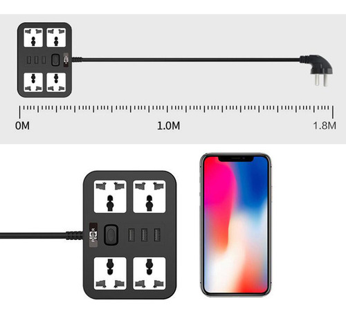 Cx1 Toma De Corriente 3 Puertos Usb Protector Contra