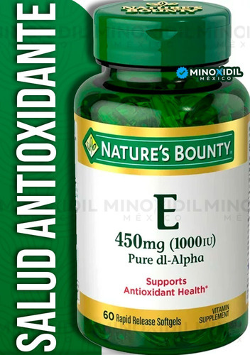 Imagen 1 de 7 de Natures Bounty Vitamina E 450 Mg (1000 Iu) 60 Softgels