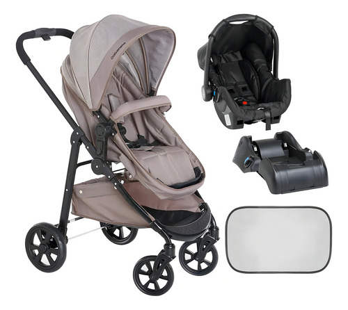 Carrinho Passeio + Cadeirinha Auto + Base + Protetor Solar Cor Chocolate Cor do chassi Preto