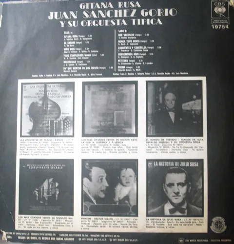 Lp Vinilo Juan Sánchez Gorio Y Su Orq. Típica Gitana Rusa (Usado)