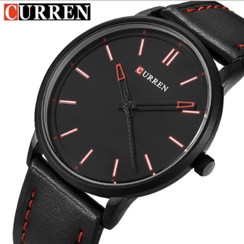Relogio Masculino Couro Original Curren 8233 Preto Casual Esportivo + Brinde
