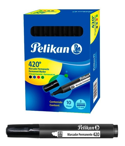 Imagen 2 de 2 de Marcador Permanente Pelikan 420 (10 Unidades)