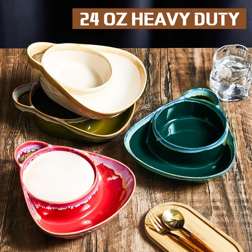 Foldtier 4 Piezas 24 Oz Chip And Dip Bowl Sopa Y Lado Con As