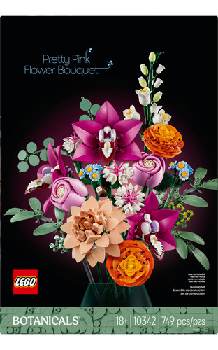 LEGO® Botanicals Lindo Buquê de Flores Rosas 10342; contém 15 flores para construir, incluindo orquídeas, dálias e ranúnculos 18+