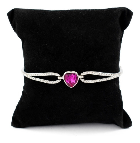 Pulsera Corazón , Piedra Circón, Acero Quirúrgico