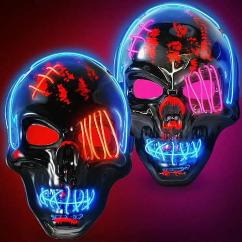 Antifaz Skull Calavera Mascara Led Neon Rumba Hora Loca