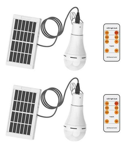 2x Bombilla De Lámpara Solar Libre Portátil Con Energía