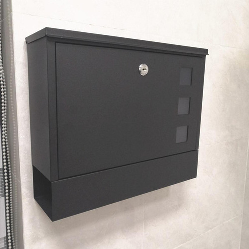 Buzón De Pared Resistente Al 36 Cm X 30 Cm X 9,5 Cm Negro