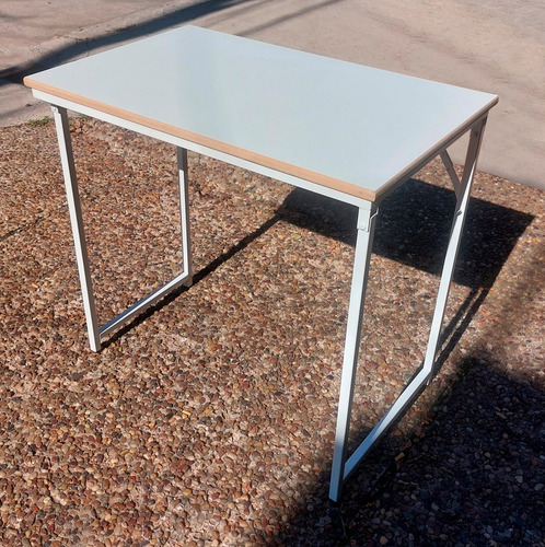 Mesa Escritorio Plegable 80cm Furnidesk Melamina Blanca Y Patas Blancas