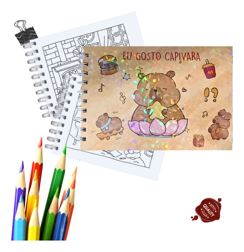 Caderno De Colorir Bobbie Goods Capivara Capa Dura A5 180 Gr