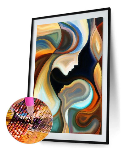 Pintura Diamante 5d Diy Taladro Completo Mujer Abstracta