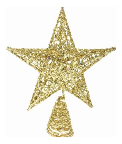 Ponteira Estrela 3d Dourada 29cm P/ Árvore De Natal Magizi Cor Dourado