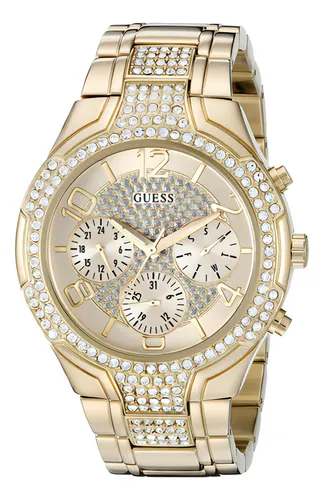 Guess Reloj De Vestir Deportivo Brillante En Tono Dorado, T