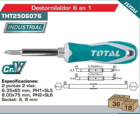 Imagen 2 de 2 de Juego De Destornilladores Total 6 En 1