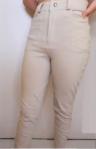 Pantalon Ecuestre Beige/negro  Tela Elastica Equitacion