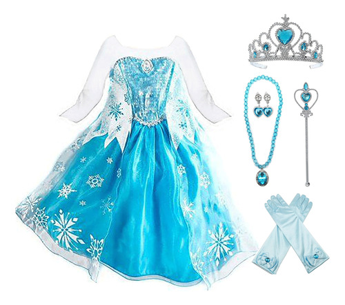 Disfraz De Elsa De Frozen Para Niña De 3-4 Años Con