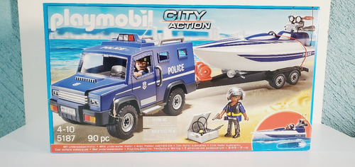 Playmobil 5187 Carro Policía Con Remolque Y Lancha Swat (Usado)
