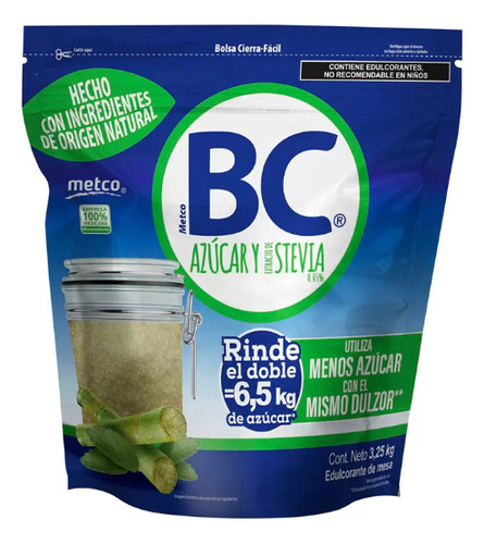 Bc Azúcar Y Extracto De Stevia 3.25 Kg