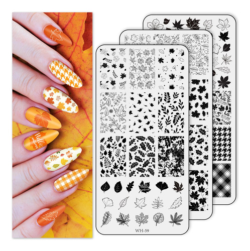 Anydesign Kit De 3 Hojas De Estampado De Uñas De Acción D.