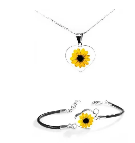 comprar Collar De Girasol Y Pulsera Corazon Plata Ley 925 Tami 